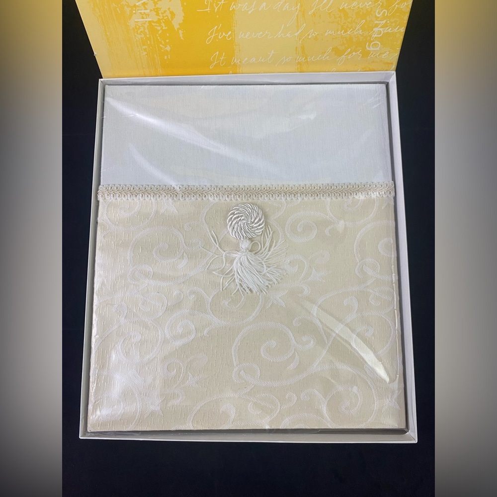 Hallmark Fabric Photo Album + 8 Self Adhesive Pages NIB Tassel Cream